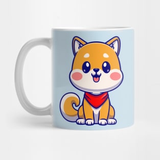 Cute Shiba Inu Dog Sitting With Scarf Cartoon Mug